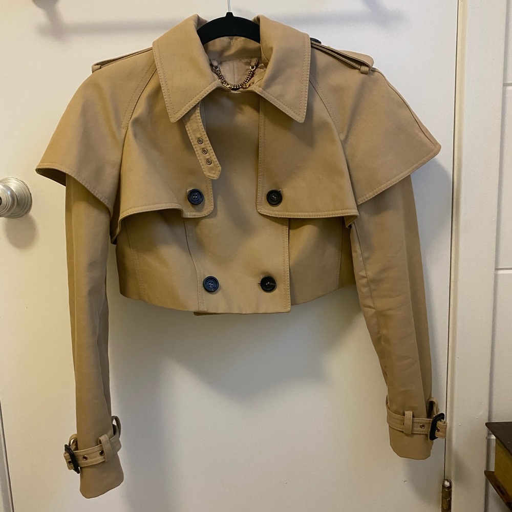 Burberry cropped trench jacket coat, size 36, xs